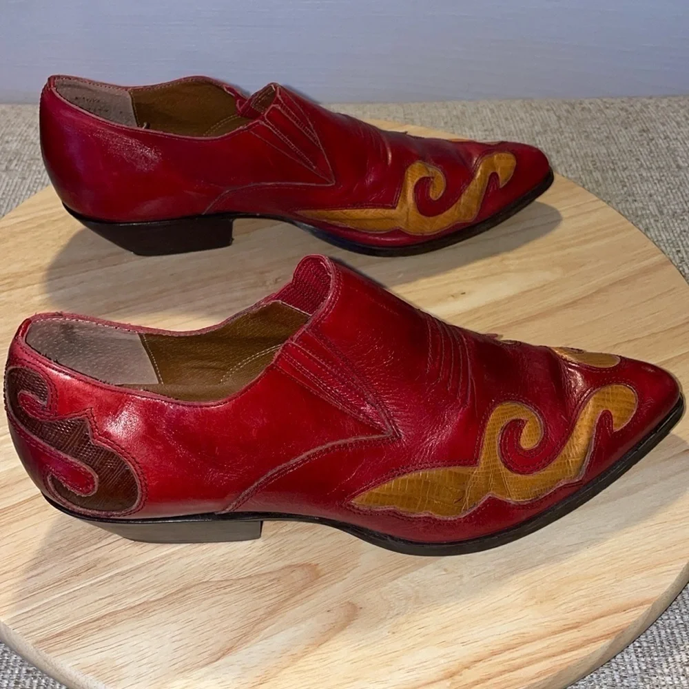Vintage Nine West Western Leather Pull On Ankle Booties Kitten Heel Classic Boot